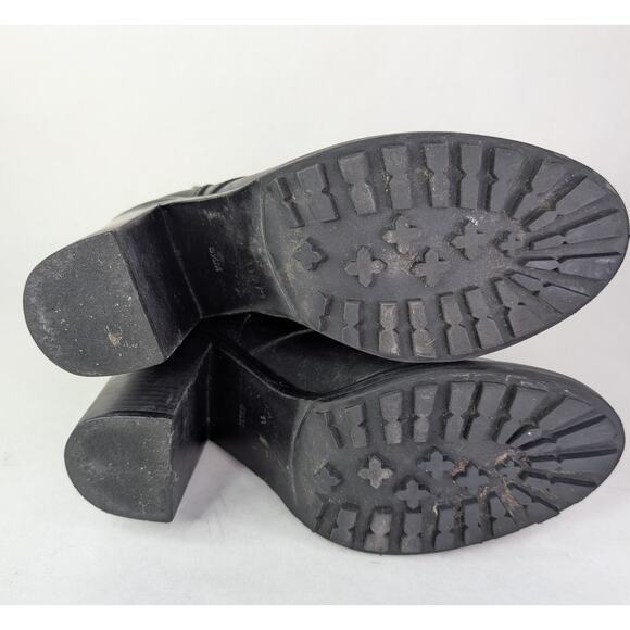 Tory Burch Broome Black Leather Lace-Up Combat Moto Boots Size 8.5M - Picture 9 of 13